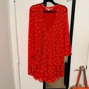 Diane Von Furstenberg Red and White Fleurette Silk Dress